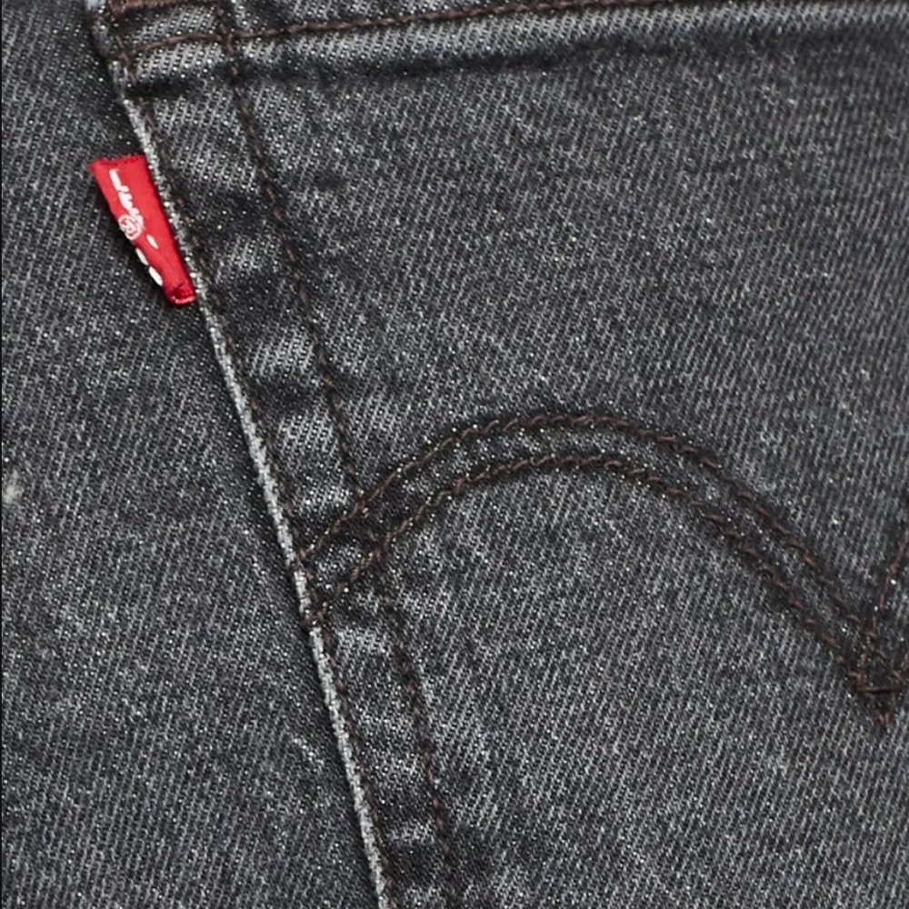 Levis Premium Womens Wedgie Straight Crop Denim Jeans Black Gray High Rise NWT - Picture 12 of 14